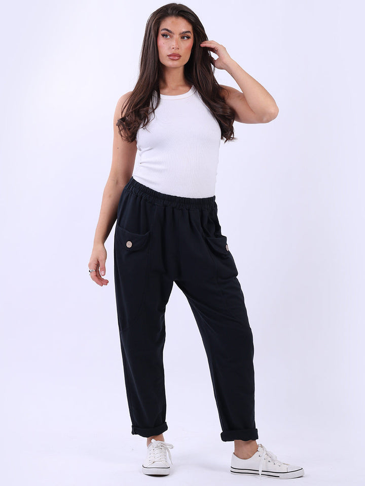 Solid Cotton Joggers Black