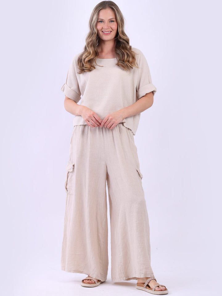 Cotton Vintage Wash Crop Top Beige