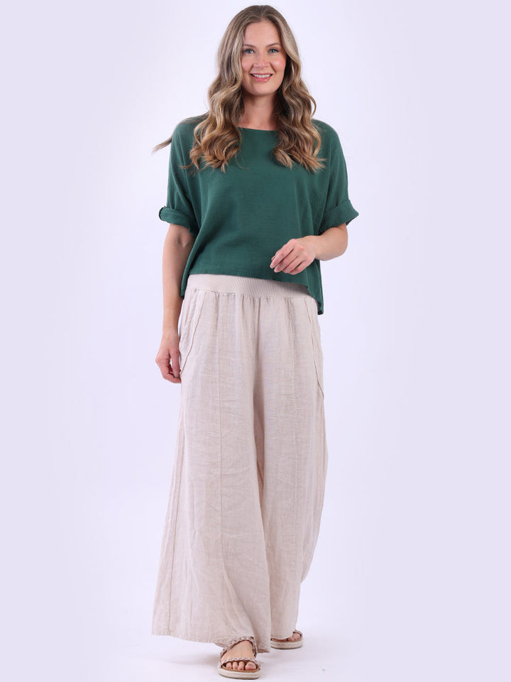 Cotton Vintage Wash Crop Top Bottle Green