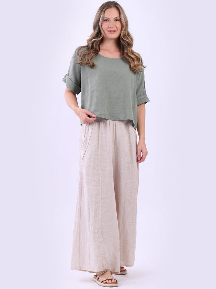 Cotton Vintage Wash Crop Top Khaki