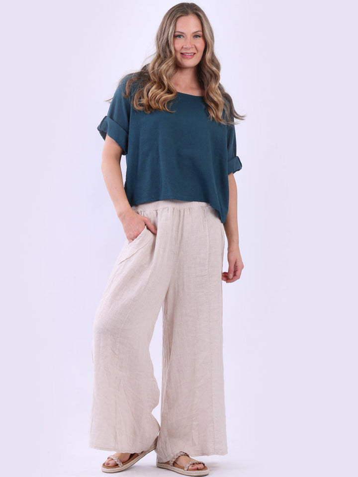 Cotton Vintage Wash Crop Top Teal
