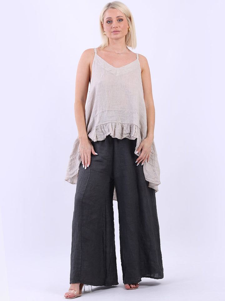 Hi Lo Linen Cami Top Beige