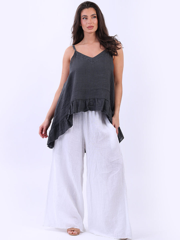 Hi Lo Linen Cami Top Charcoal
