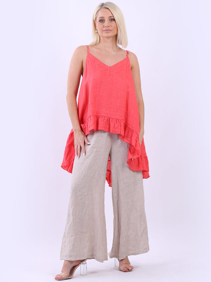 Hi Lo Linen Cami Top Coral