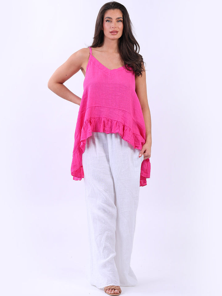 Hi Lo Linen Cami Top Fuchsia