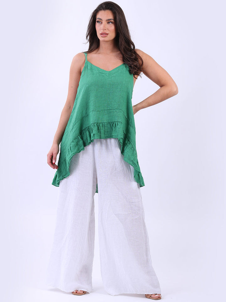 Hi Lo Linen Cami Top Green