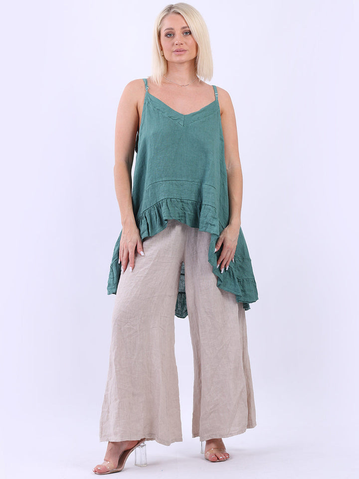 Hi Lo Linen Cami Top Ocean Blue