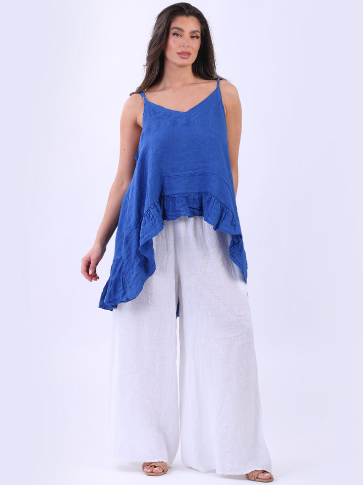 Hi Lo Linen Cami Top Royal Blue