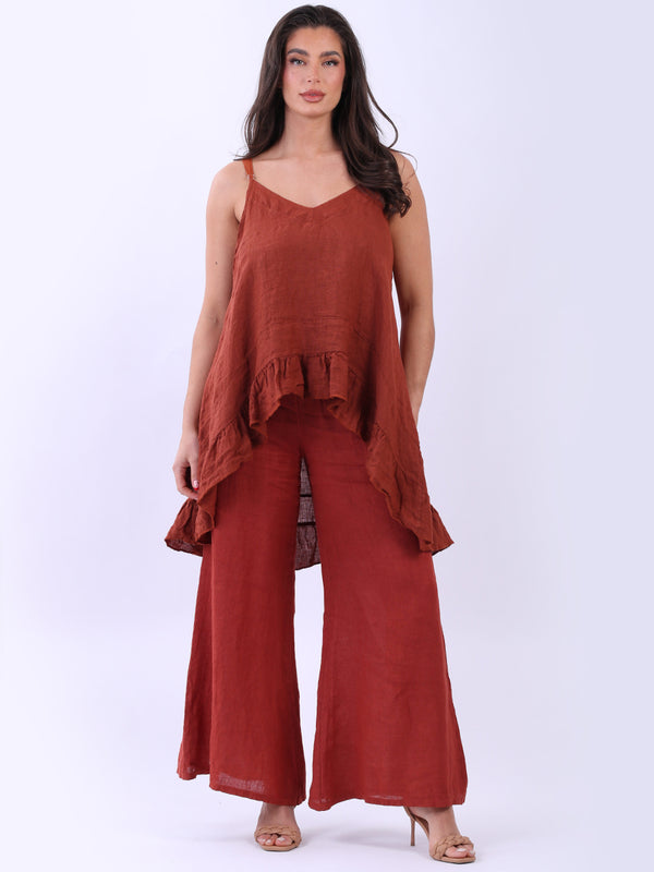 Hi Lo Linen Cami Top Rust