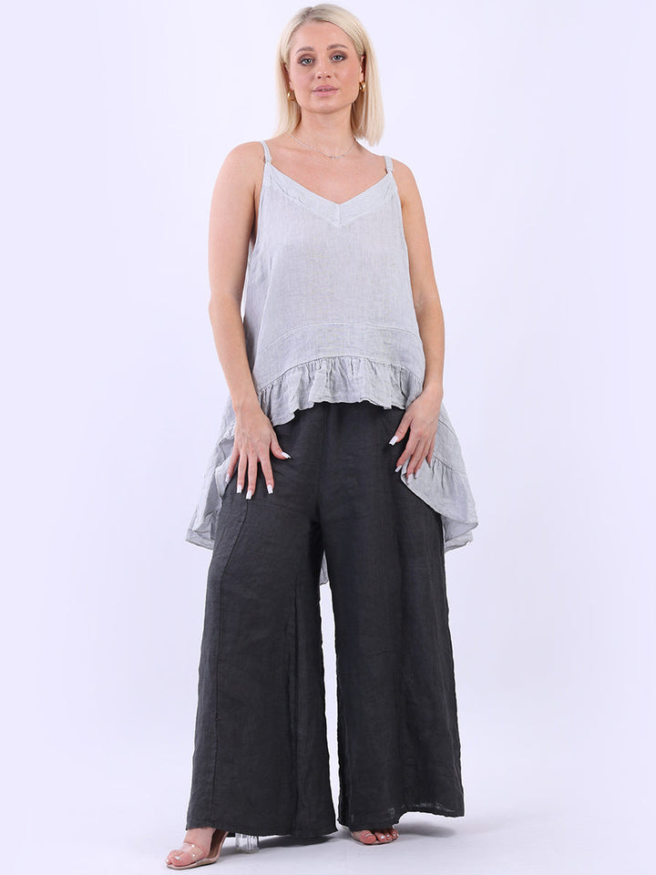 Hi Lo Linen Cami Top Silver