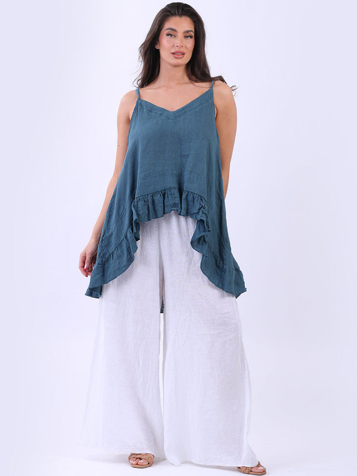 Hi Lo Linen Cami Top Teal