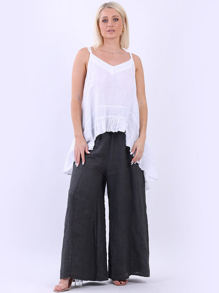 Hi Lo Linen Cami Top White