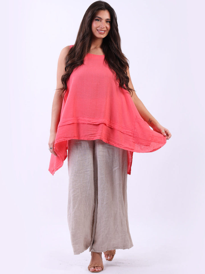 Plain Linen tank Top Sugar Poppy