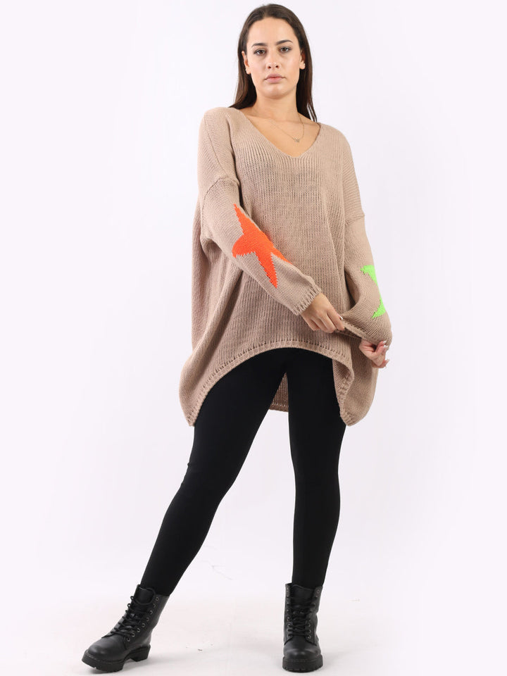 Star Knit Woolen Knit Baggy Jumper Mocha