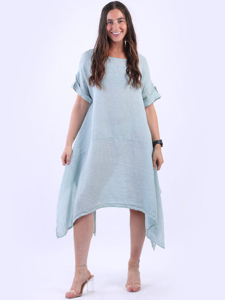 Vintage Wash Linen Tunic Dress Ocean Blue