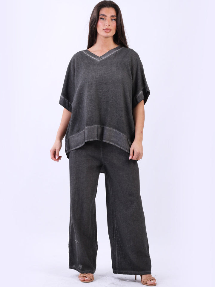 Vintage Wash Baggy Top Charcoal