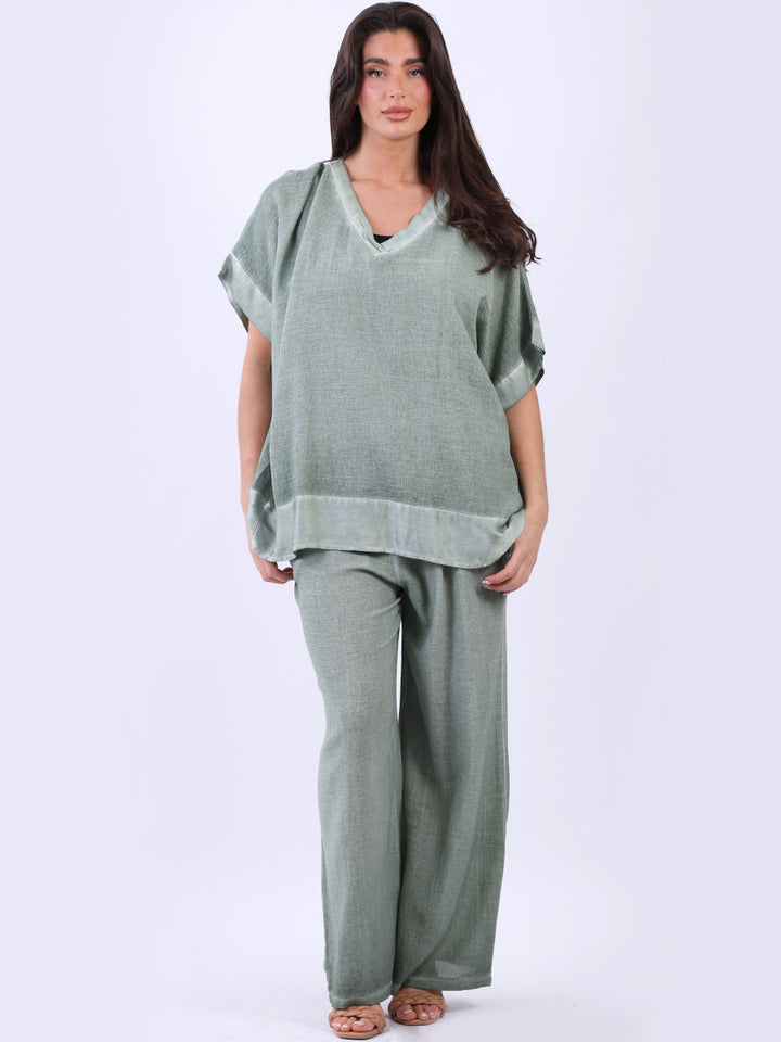 Vintage Wash Baggy Top Khaki