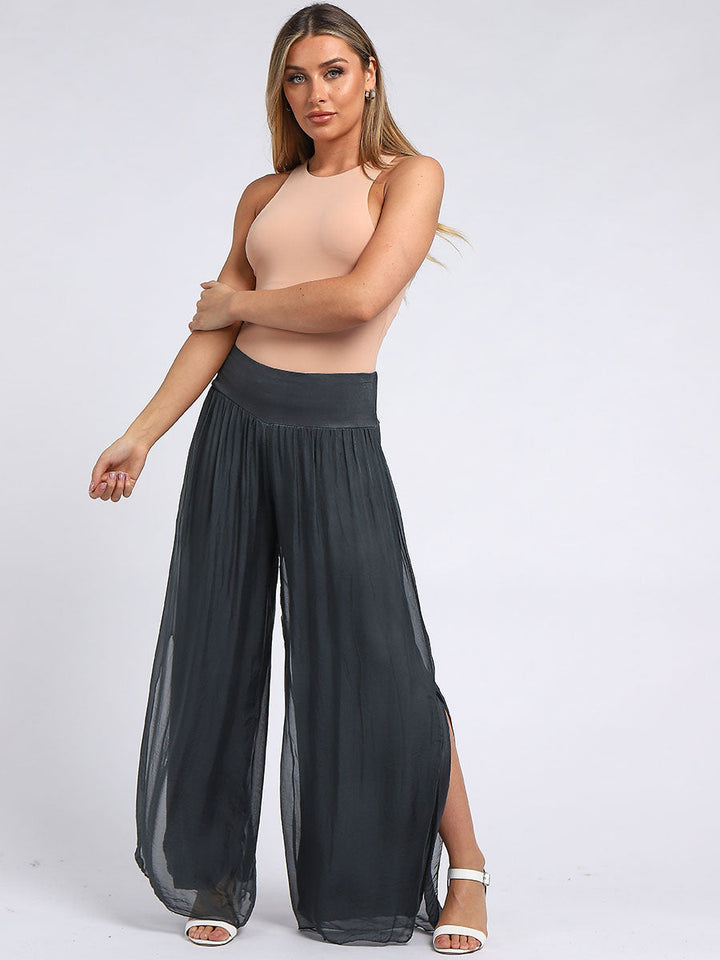 Italian Silk Harem Pant Charcoal