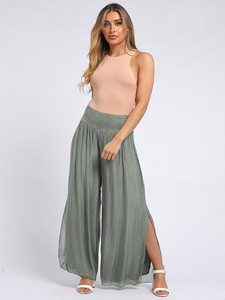 Italian Silk Harem Pant Khaki