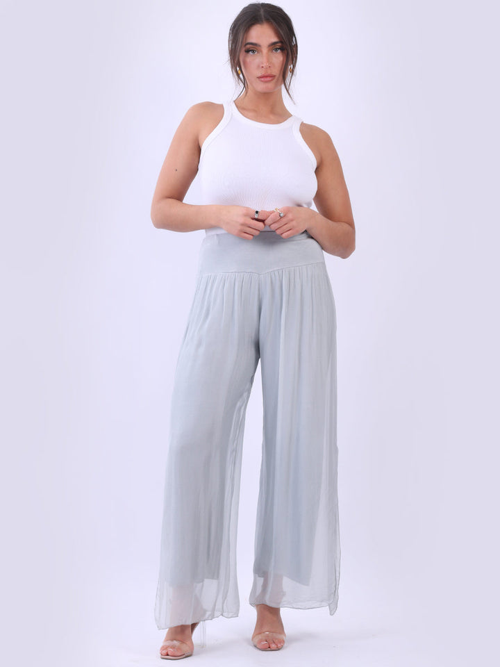 Italian Silk Harem Pant Silver