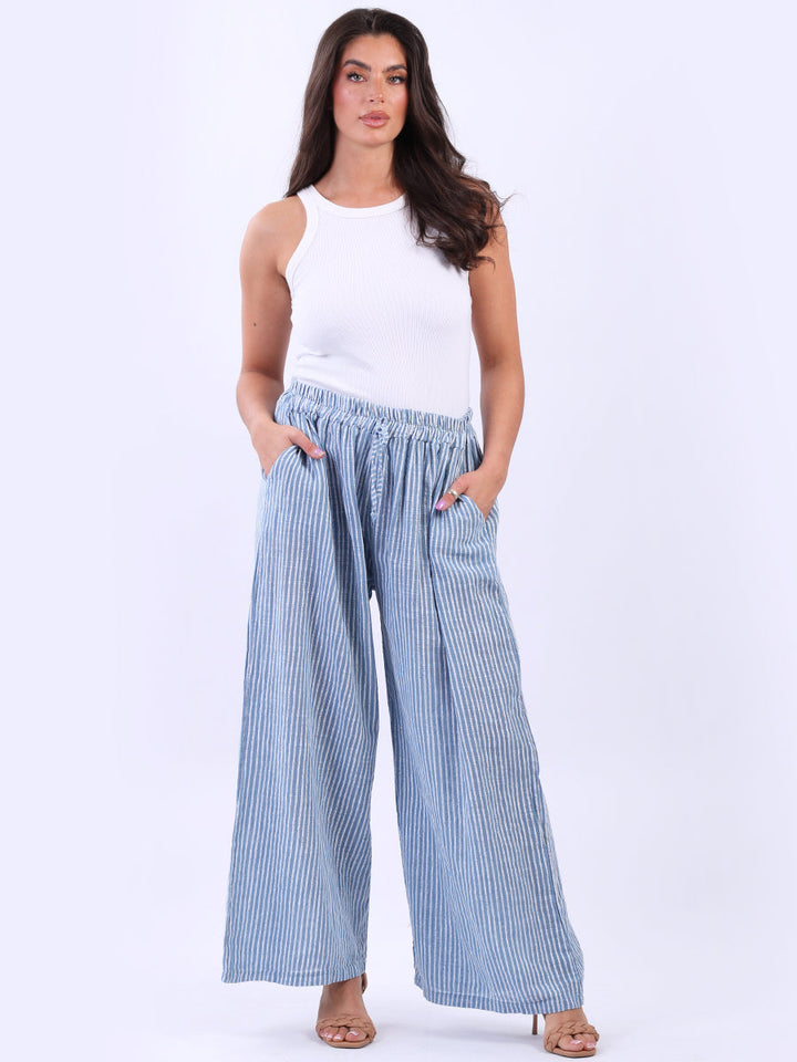Stripy Cotton Trouser Denim