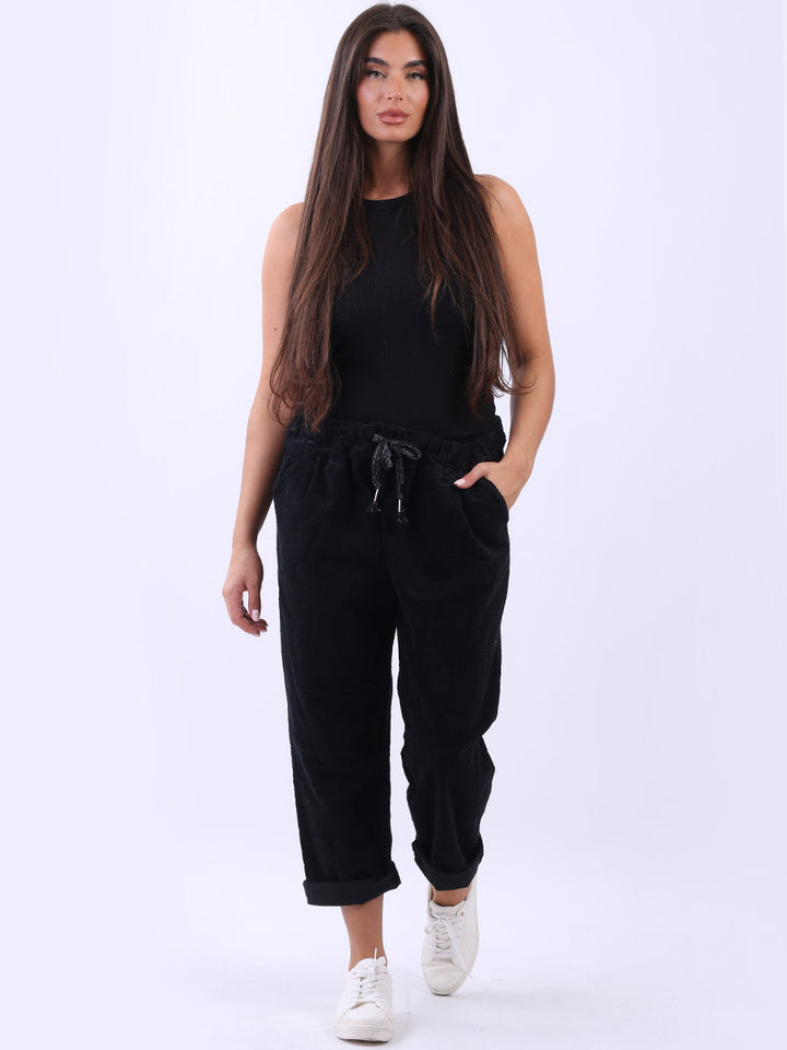 Relaxed Fit Corduroy Trouser Black