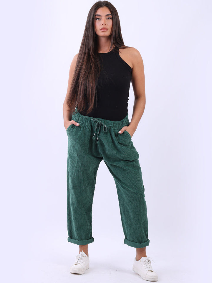 Relaxed Fit Corduroy Trouser Bottle Green