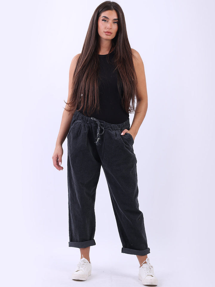 Relaxed Fit Corduroy Trouser Charcoal