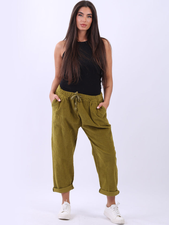 Relaxed Fit Corduroy Trouser Lime Green