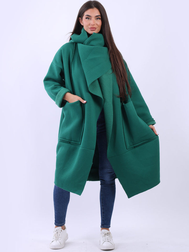 Plus Size Lagenlook Cotton Coat Green