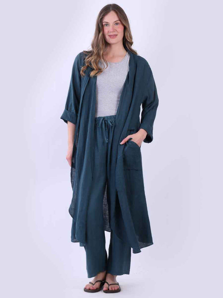 Solid Linen Cardigan Teal