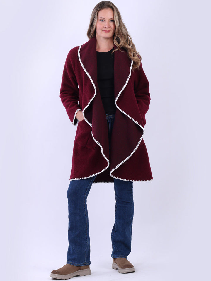 Teddy Woolen Coat Wine