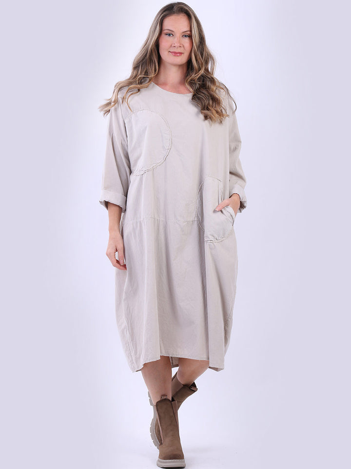 Oversized Solid Cotton Dress Beige