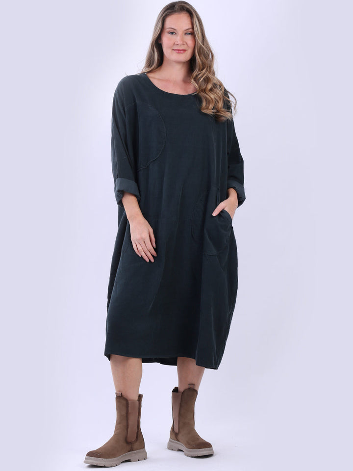 Oversized Solid Cotton Dress Charcoal
