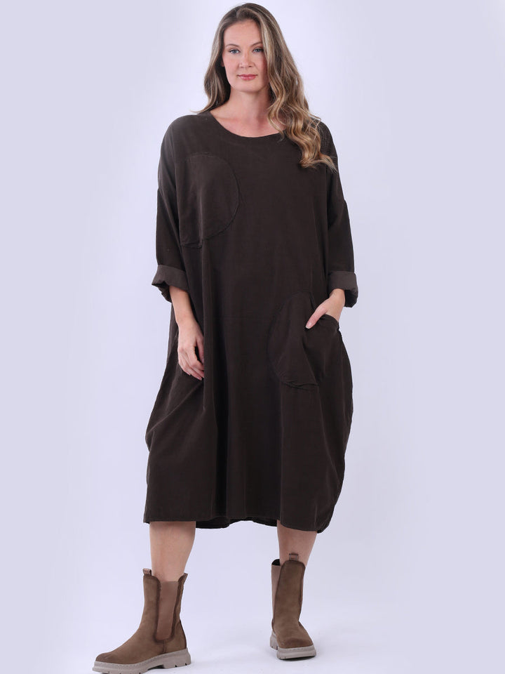 Oversized Solid Cotton Dress Chocolate