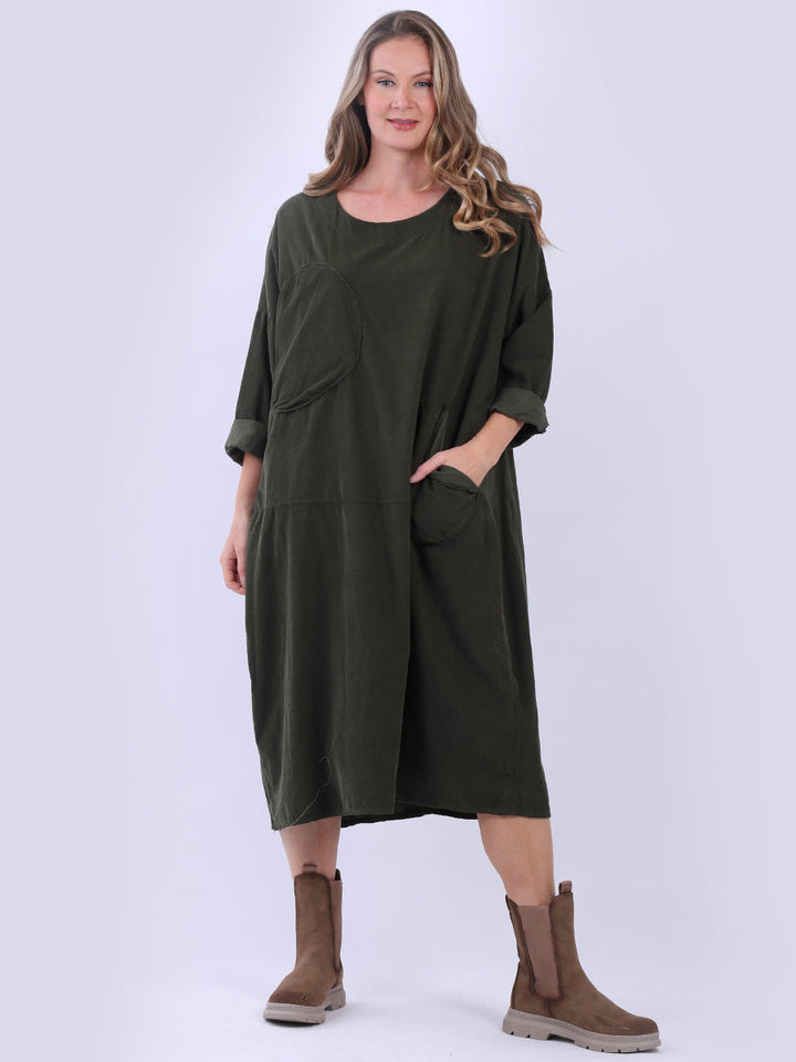 Oversized Solid Cotton Dress Khaki