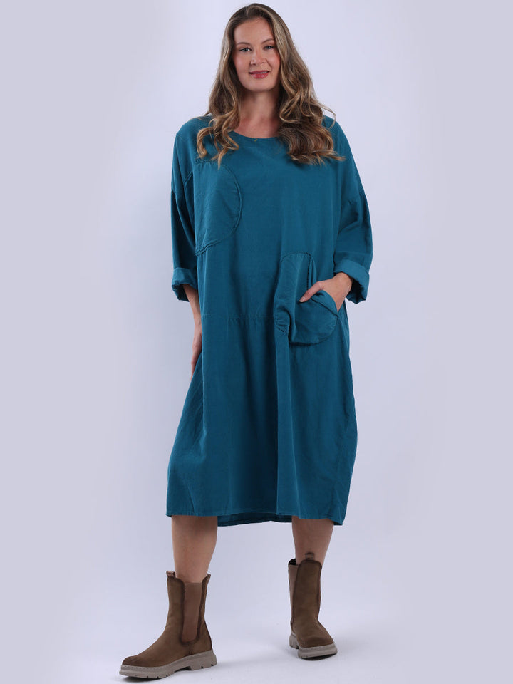 Oversized Solid Cotton Dress Teal