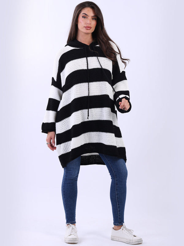 Oversized Hooded Knitted Jumper Black
