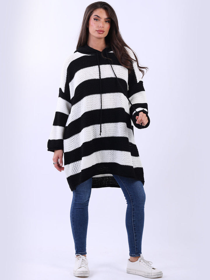 Oversized Hooded Knitted Jumper Black