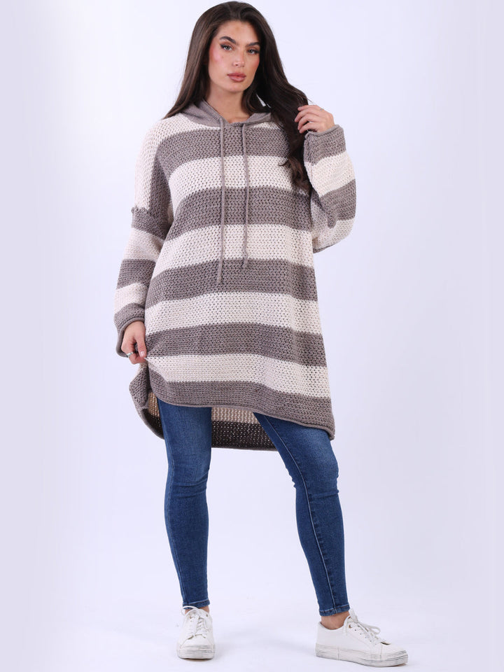 Oversized Hooded Knitted Jumper Mocha