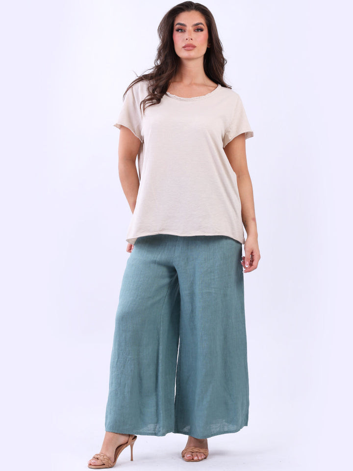 Plain Cotton Baggy Shirt Beige