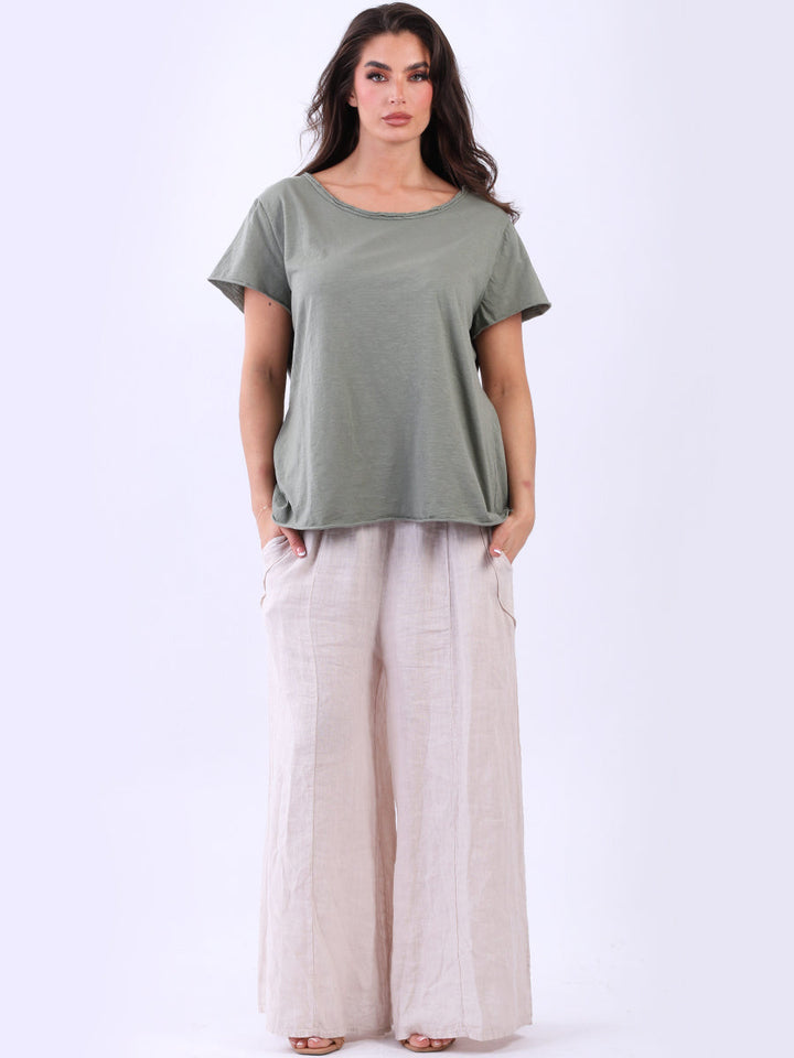 Plain Cotton Baggy Shirt Khaki