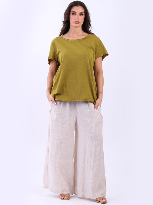 Plain Cotton Baggy Shirt Olive