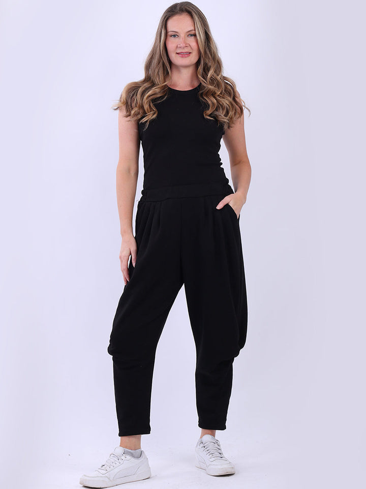 Plain Cotton Woolen Trouser Black