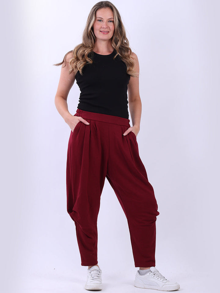 Plain Cotton Woolen Trouser Wine