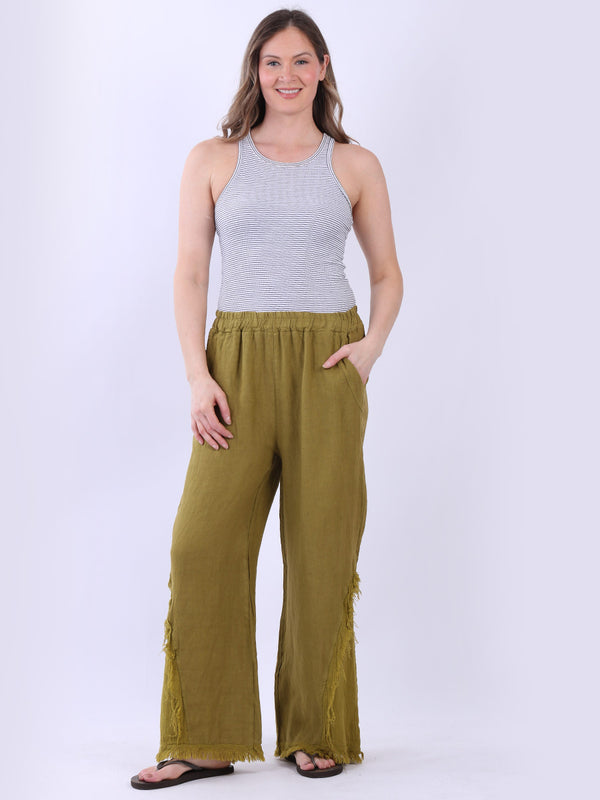 Plain Hopsack Linen Trouser Olive
