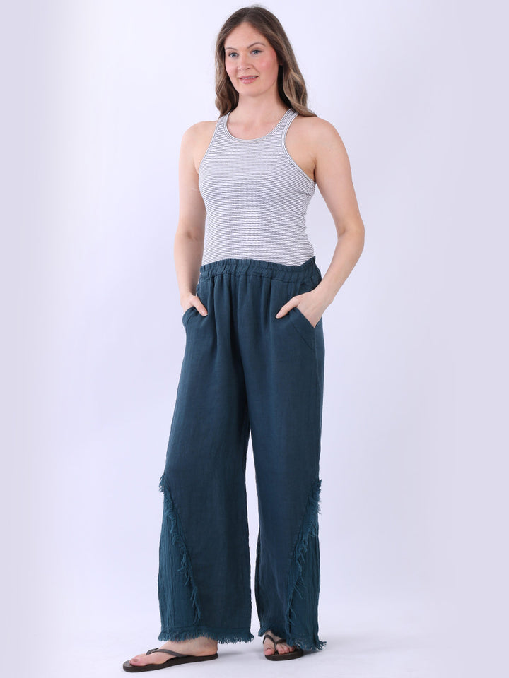 Plain Hopsack Linen Trouser Teal