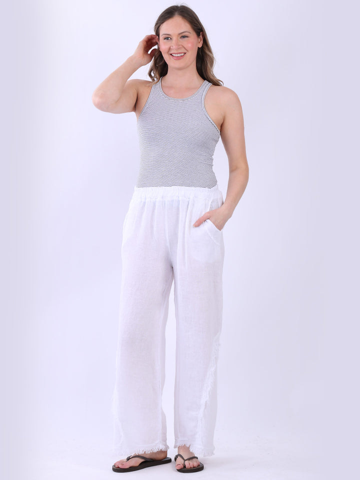 Plain Hopsack Linen Trouser White