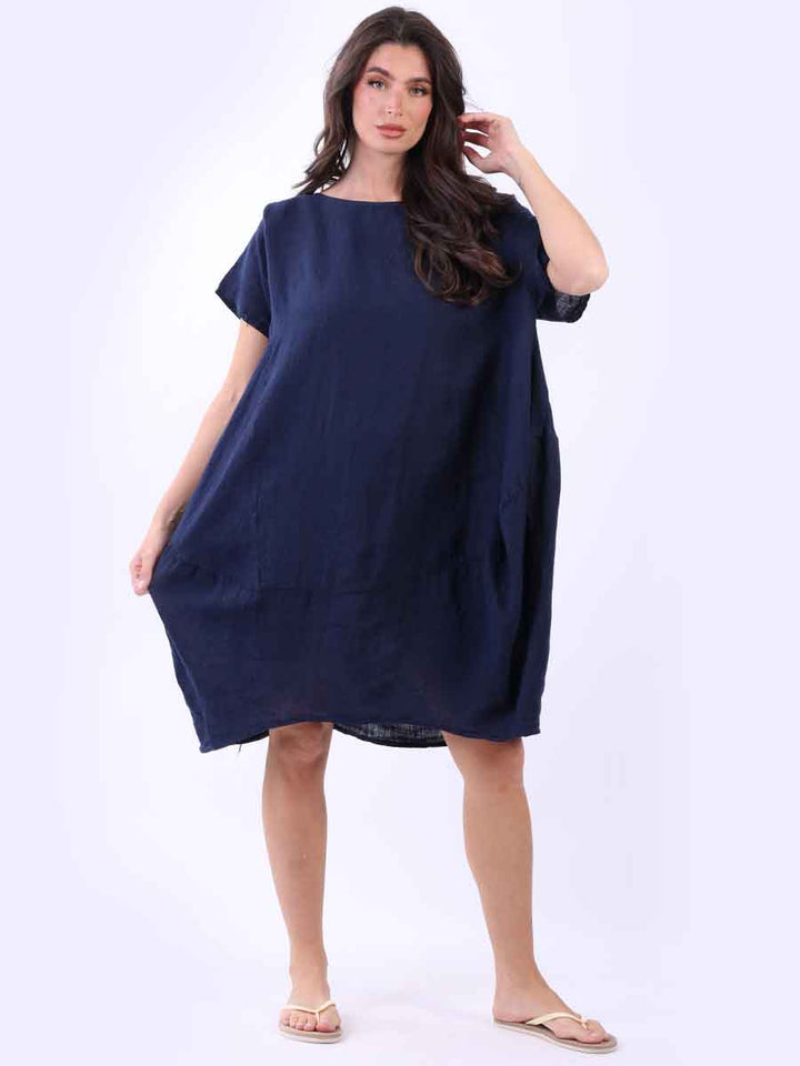 Linen Oversized Dress Navy
