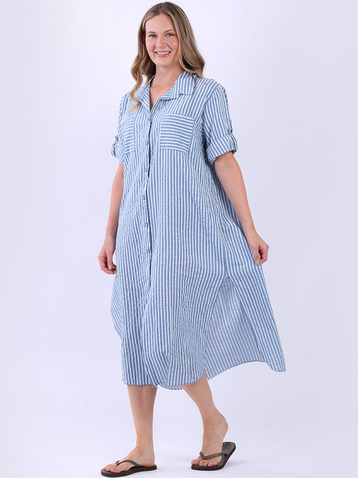 Plus Size Cotton Stripe Shirt Denim